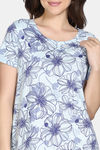Zivame Nature Trails Knit Cotton Knee Length Nightdress - Delicate Blue — thumbnail 5